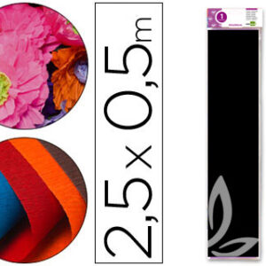 Papel Crepe em Celofane 50 cm X 2,5 M. Preto Classico