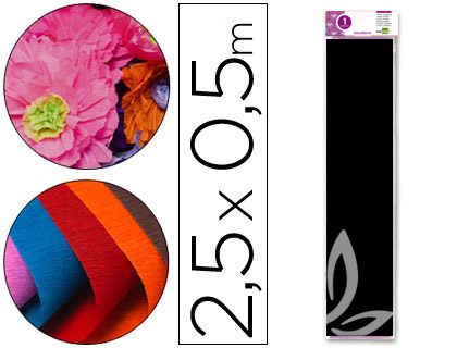 Papel Crepe em Celofane 50 cm X 2,5 M. Preto Classico