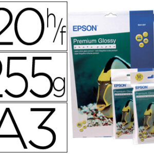 Papel Epson Premium Glossy Photo Paper A3 (20 Folhas) 255Gr.