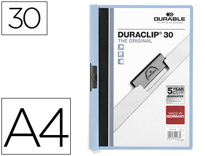 Pasta Dossier Durable, C/Clip Lateral, A4, 30 Folhas Azul
