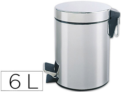 Cesto Q-Connect de Papeis Metalico Cromado c/ Pedal Capacidade 6 Litros 21x32 cm