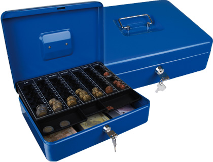 Cofre Q-Connect c/ Bandeja p/ Moedas 300X90X240 mm Azul