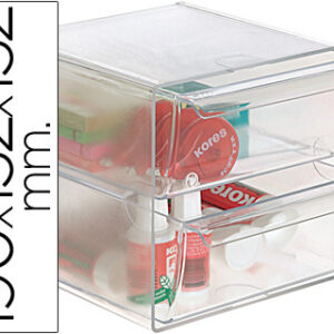 Cubo de Arquivo Archivo 2000 c/2 Gavetas em Poliestireno Transparente 190x152x152 mm