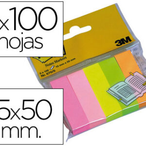 Mini Bloco Notas Post-It Adesivas 15 X 50 mm Cores Sortidas Embalagem 36 Unidades
