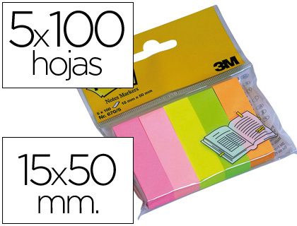 Mini Bloco Notas Post-It Adesivas 15 X 50 mm Cores Sortidas Embalagem 36 Unidades