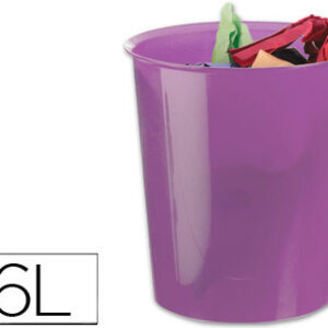 Cesto Q-Connect de Papeis em Plastico Violeta Translucido 16 Litros - 31x29 cm