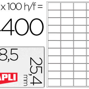 Etiquetas Adesivas Apli Tamanho 48,5X25,4 mm p/ Impressão (100 Folhas) Din A4