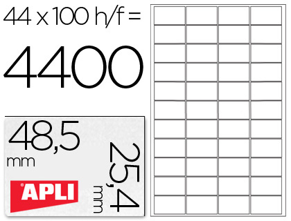 Etiquetas Adesivas Apli Tamanho 48,5X25,4 mm p/ Impressão (100 Folhas) Din A4