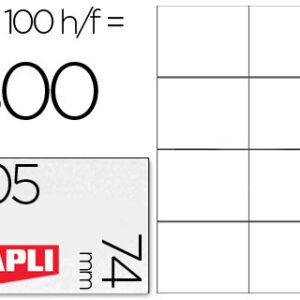Etiquetas Adesivas Apli 1279 Tamanho 105X74mm p/Impressão (100 Folhas) Din A4