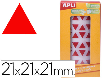 Etiquetas Auto Adesivas Apli Triangulares 21X21X21 mm Vermelho em Rolo