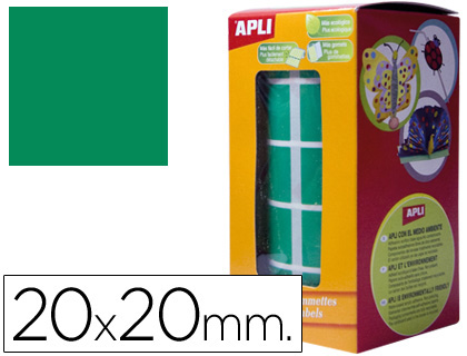 Etiquetas Auto Adesivas Apli Quadradas 20X20 mm Verde em Rolo