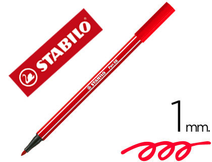 Marcador Stabilo Aguarelavel Pen 68 Vermelho Carmin 1 mm