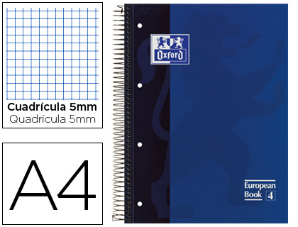 Caderno Espiral Oxford Capa Dura Microperfurado A4 80F Quadriculado Azul