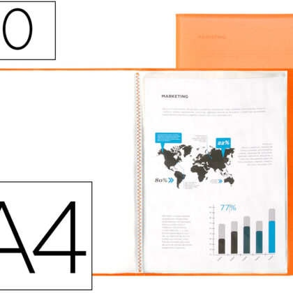 Capa Catalogo 10 Bolsas Polipropileno Din A4 (Laranja)