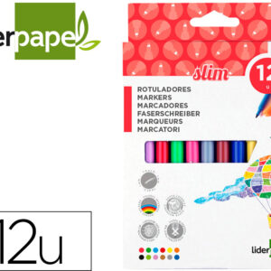 Marcador Feltro Slim Caixa 12 Cores