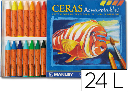 Lapis De Cera Manley Aquareláveis C/24 Sortidos - MANLEY