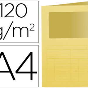 Classificador Q-Connect de Cartolina Din A4 Amarelo c/ Janela Transparente 120g