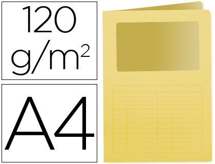 Classificador Q-Connect de Cartolina Din A4 Amarelo c/ Janela Transparente 120g