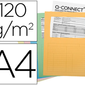 Classificador Q-Connect de Cartolina Din A4 Cores Sortidas c/ Janela Transparente 120g (25 Unidades)