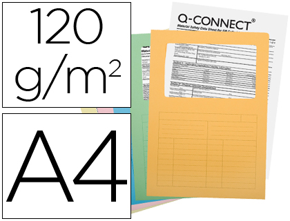 Classificador Q-Connect de Cartolina Din A4 Cores Sortidas c/ Janela Transparente 120g (25 Unidades)