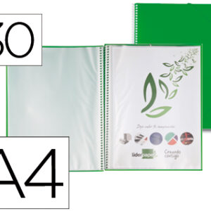 Capa Catalogo c/ Espiral 30 Bolsas Polipropileno Din A4 Verde