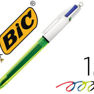 Caneta Bic Quatro Cores Azul / Preto / Vermelho / Amarelo Fluor Ponta Media 1 mm