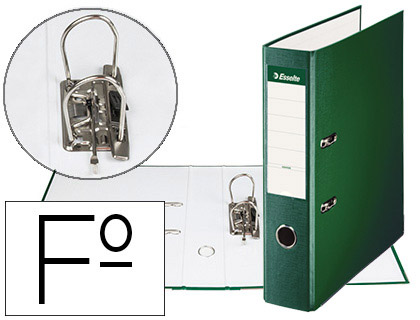 Aquivador de Alavanca Esselte Carton Forrado PVC Folio Lomo de 75mm c/ Rado Verde