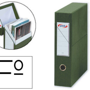 Caixa Pardo p/ Transferencias Cartão Forrado Ollao Lombada Din A4 80 mm Cor Verde 335X250X80 mm
