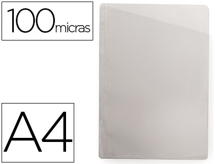 Bolsa Protectora Q-Connect Corte Obliquo Transp. A4 s/ Furos PVC 100 Microns (Caixa de 100 Unidades)