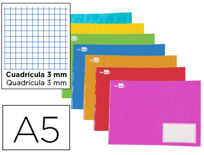 Caderno Escolar Agrafado 32F A5 Quadricula 3 mm c/ Margem Cores Sortidas