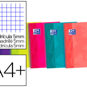 Caderno Espiral Oxford Ebook 5 Capa Extradura A4+ 120F Quadriculado Cores Sortidas Touch