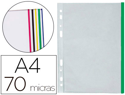 Bolsa Catalogo Q-Connect Din A4 70 Microns Pp Cristal c/ Borda Verde (10 Unidades)