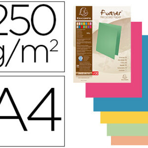 Classificador Exacompta Foldyne de Cartolina Reciclada Din A4 Embalagem de 100 Cores Sortidos 250g