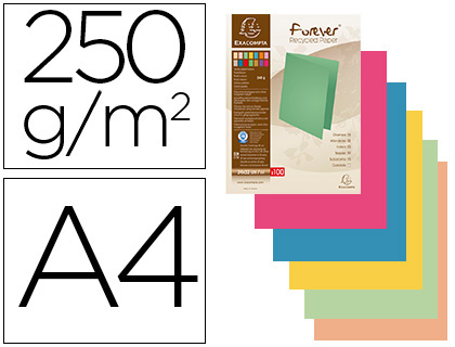 Classificador Exacompta Foldyne de Cartolina Reciclada Din A4 Embalagem de 100 Cores Sortidos 250g