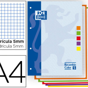 Recarga Cor Oxford A4 80 Folhas 90 Gr Optik Paper Quadricula 5mm 4 Furos