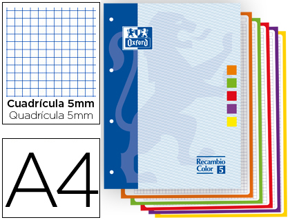 Recarga Cor Oxford A4 80 Folhas 90 Gr Optik Paper Quadricula 5mm 4 Furos
