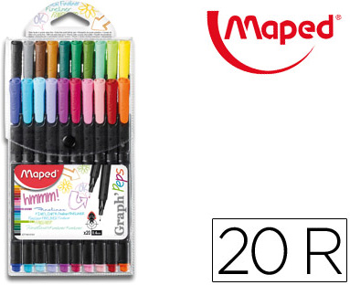 Marcador Maped Ponta De Metal Graph Peps Fine Liner Estojo De 20 Cores Sortidas - MAPED