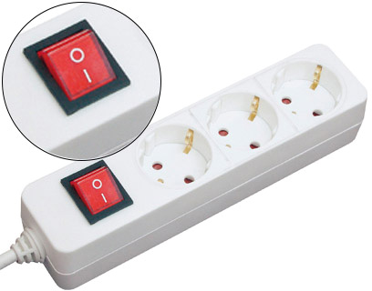 Extensao 3 Tomadas Branca Com Interruptor 1,4M - MEDIARANGE