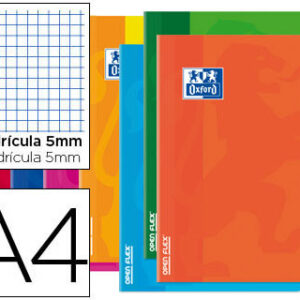 Caderno Escolar Agrafado Oxford Openflex A4 48F Quadricula 5mm Cores Sortidas
