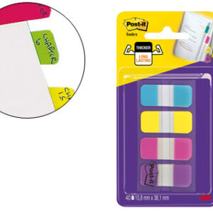Bandas Separadoras Post-It Rigidas Dispensador 4 Cores Amarelo Azul Rosa e Violeta Index 676-Aypv-Eu
