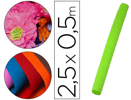 Papel Crepe 50 cm X 2,5 M 34G/M2 Verde Fluorescente
