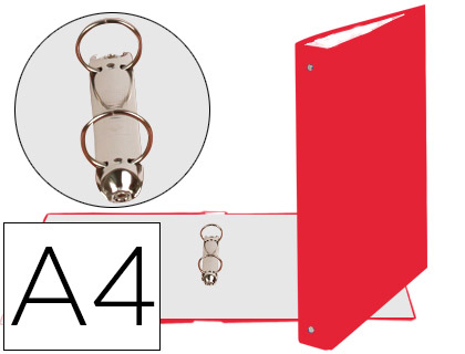 Pasta Exacompta de 2 Aneis 30mm Redondos Din A4 Cartão Forrado Vermelho