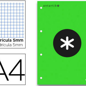 Recarga Colada Antartik Quadricula de 5 mm A4 Natural 100F 100g Verde