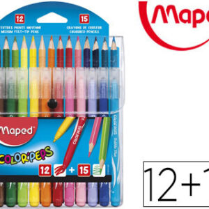 Pack Combo Maped Color Peps 12 Rotuladores + 15 Lapices de Colores