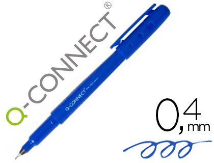 Marcador Q-Connect Ponta de Fibra Fine Liner Azul 0.4 mm