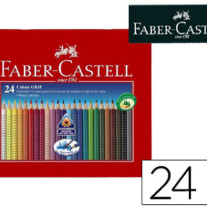 Lápis de Cores Faber-Castell Aguarelavel Colour Grip Triangular Caixa Metalica de 24 Cores Sortidas