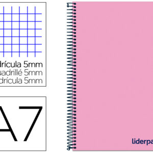 Caderno Espiral Din A7 Wonder Capa Plastico 100 F 90 Gr Quadricula 5Mm 4 Bandas De Cores Cor Rosa