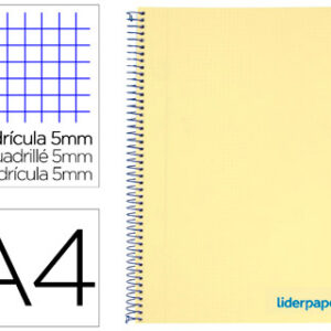 Caderno Espiral Din A4 Wonder Capa Plastico 120 F 90 Gr 5 Bandas De Cores 4 Furos Amarelo