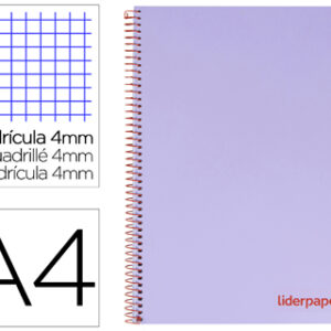 Caderno Espiral A4 Wonder Capa Plastico 80F 90Gr Quadricula 4Mm Com Margem Violeta