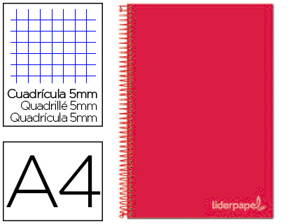 Caderno Espiral Din A4 Jolly Capa Forrada 140 F 75 Gr 5 Bandas De Cores 4 Furos Cor Vermelho
